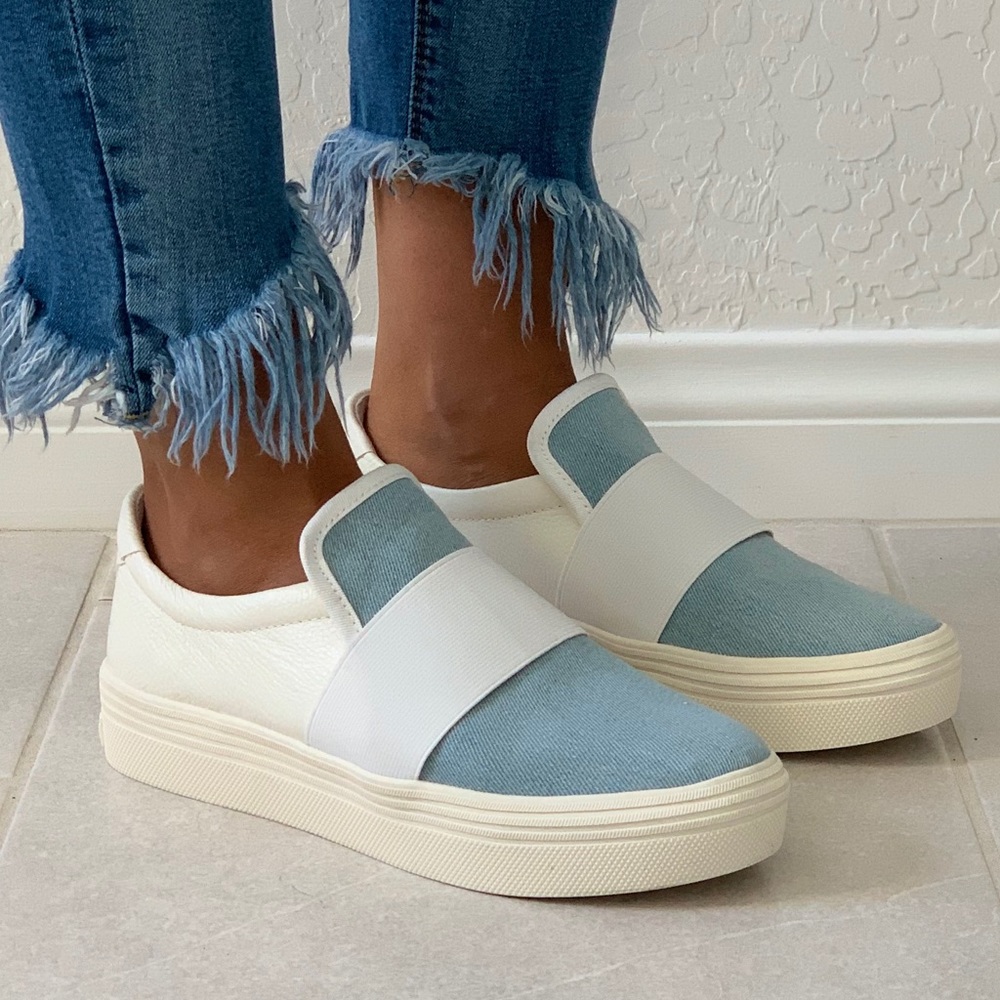NIB Ash Blue Neoprene Comfort Slip On Sneakers - Picture 6 of 7